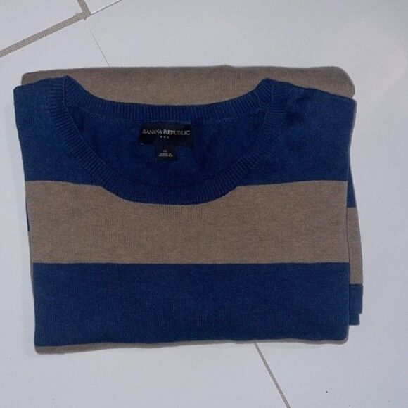 Banana republic mens cl blue and dark tan sweater shirt long sleeve - Picture 10 of 10